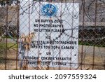 Small photo of Nicosia, Cyprus - December 25, 2021 Greek-Turkish buffer zone controlled by the United Nations Peacekeeping Force in the divided city of Nicosia, during the coronavirus epidemic hitting Cyprus