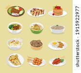 set of meals for breakfast ... | Shutterstock .eps vector #1915922977