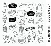 fast food doodles hand drawn... | Shutterstock .eps vector #1928175137