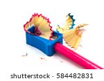 closed up color pencils shaving ... | Shutterstock . vector #584482831