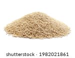 Small photo of Pile of dry yeast isolated on white background, top view. Active dry yeast on a white background, top view. Dry yeast granules isolated on white background. Dry leavening is used in baked goods.