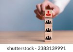 Small photo of Organization and team structure symbolized with cubes, leadership manager team of company, business organizational hierarchy job concept, president job change control