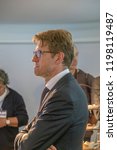 Small photo of Minister Sander Dekker At Almere The Netherlands 2018. Opening after moving from Utrecht To Almere City The Netherlands