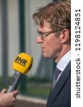 Small photo of Minister Sander Dekker Interviewed By BNR Radio At Almere The Netherlands 2018. Opening after moving from Utrecht To Almere City The Netherlands