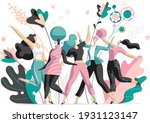 a group of happy women... | Shutterstock .eps vector #1931123147
