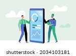 programmer and user of mobile... | Shutterstock .eps vector #2034103181