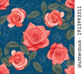 seamless pattern floral... | Shutterstock .eps vector #1913993311