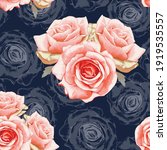 seamless pattern red rose... | Shutterstock .eps vector #1919535557