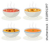 hot vegetable soup vector... | Shutterstock .eps vector #1518901397