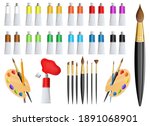 artist paint tube and brush... | Shutterstock .eps vector #1891068901