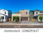 Newly built single family homes in Arizona await buyers.