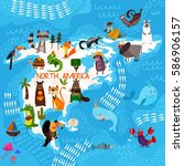 cartoon world map with... | Shutterstock .eps vector #586906157