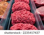 Ground beef meat for sale at a butchers shop