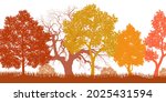 autumn forest and set big tree. ... | Shutterstock .eps vector #2025431594