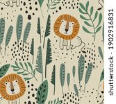 seamless jungle pattern with... | Shutterstock .eps vector #1902916831