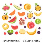 slice cut fruit isolated set... | Shutterstock .eps vector #1668467857