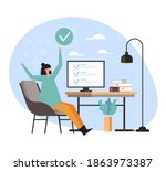 happy business woman office... | Shutterstock .eps vector #1863973387