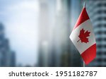 A small flag of canada on the...