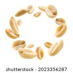 Peeled peanuts levitate on a...