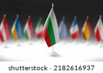 The national flag of the Bulgaria on the background of flags of other countries