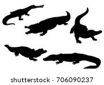Set Of Alligator Silhouettes  ...