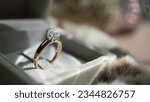 Close up of diamond ring with...