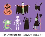 halloween characters set in... | Shutterstock .eps vector #2020445684