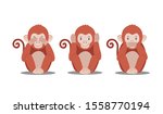 three cute monkeys are closing... | Shutterstock .eps vector #1558770194