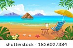  summer tropical beach with sun ... | Shutterstock .eps vector #1826027384