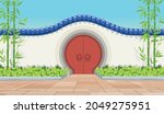 chinese old red circle door... | Shutterstock .eps vector #2049275951