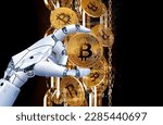 robot hand and crypto coin