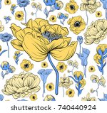 colorful pattern with flowering ... | Shutterstock .eps vector #740440924
