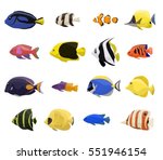 Coral Reef Fish Set With 16...