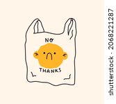 plastic bag with sad face and... | Shutterstock .eps vector #2068221287