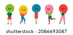 playful people holding large... | Shutterstock .eps vector #2086693087