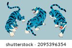 abstract blue tiger. tiger walk.... | Shutterstock .eps vector #2095396354