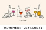 various bottles and glasses of... | Shutterstock .eps vector #2154228161