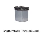gray trash can on white background