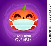 halloween pumpkin wear a mask  "... | Shutterstock .eps vector #1813965707