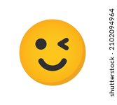 Winking Emoji Face Icon. Happy...