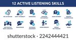 12 active listening skills icon ...