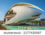 Small photo of VALENCIA,SPAIN - MAY 28,2022 - Panoramic view at the Building of Queen Sofia Palace of Arts in City of Arts and Sciences in Valencia. Valencia is also the capital of the province of the same name.