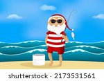 santa caught fish. vector... | Shutterstock .eps vector #2173531561