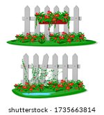 White Cartoon Wooden Fence With ...