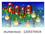 rectangular blue christmas... | Shutterstock .eps vector #1205370424