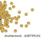 Gold Coins Isolated on white background, Top view 
