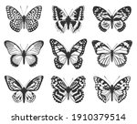silhouette of black butterflies.... | Shutterstock .eps vector #1910379514