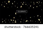 gold tinsel falling confetti.... | Shutterstock .eps vector #766635241