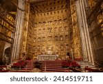 Small photo of Seville, Andalusia, Spain - January 2 2024: Sevilla Cathedral (Catedral de Santa Maria de la Sede). Retablo Mayor, presbytery of the Main Chapel