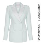 Small photo of Luxury women's classic evening jacket, blue, with a turndown satin collar, clipping, isolated on white background, ghost mannequin